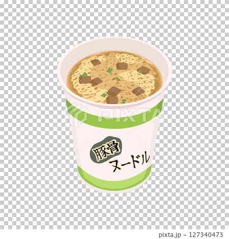 豚骨味のカップ麺にお湯を入れたイラスト 豚骨味のカップ麺にお湯を入れたイラスト 127340473