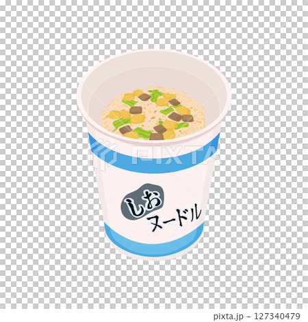 揭開蓋子的鹽味泡麵插圖 127340479