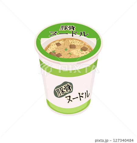 豚骨味のカップ麺の俯瞰イラスト 豚骨味のカップ麺の俯瞰イラスト 127340484