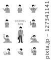 男子中学生のポーズ集（グレースケール） 127341141