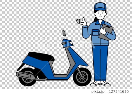 原付バイクと修理業者の女性 127341630