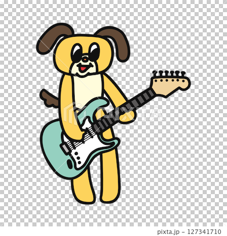Dog playing electric guitar 127341710