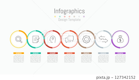 Infographic 7 options design elements for your business data. Vector Illustration. 127342152