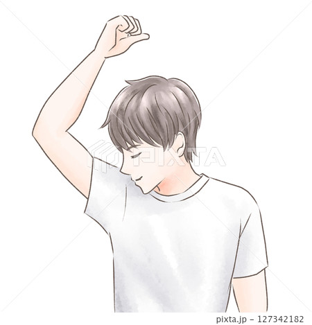 脇の汗染みが気にならなくなり嬉しい男性 127342182
