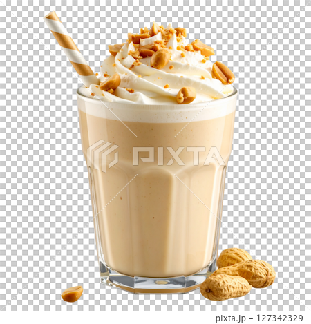 Tropical fruit cocktail drink with berries, ice, and a straw, isolated on white for a refreshing summer beverage Tropical fruit cocktail drink with berries, ice, and a straw, isolated on white for a refreshing summer beverage 127342329