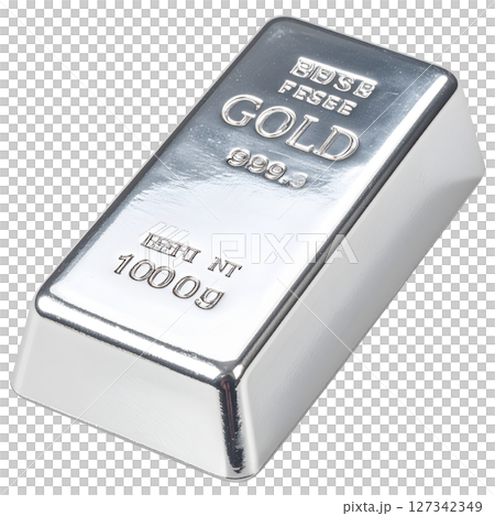 Gold bars and silver bars on white background 127342349