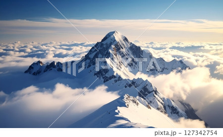 Majestic Mountain Peak Above Clouds Majestic Mountain Peak Above Clouds 127342754