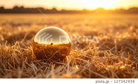 Golden Globe in the Grass at Sunset 127342939