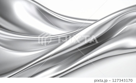 Smooth silver and white satin fabric background with soft flowing texture Smooth silver and white satin fabric background with soft flowing texture 127343170