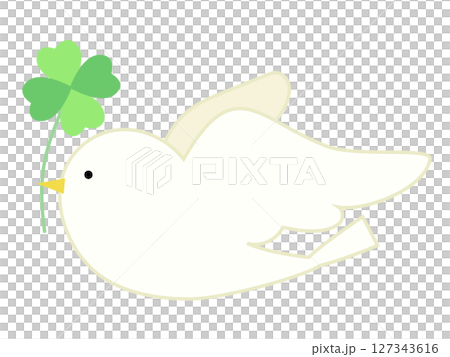 白鴿與四葉草一起飛翔向量插圖 127343616