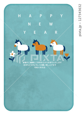 午年　年賀状　かわいい　デザイン 127343632