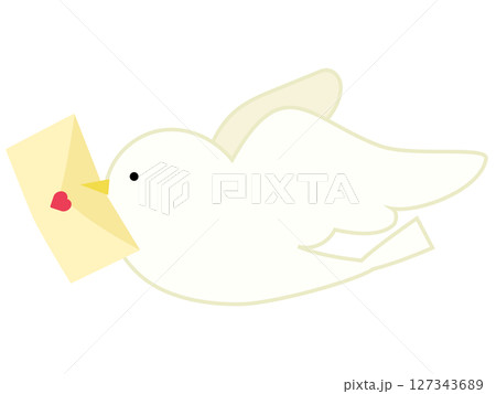 ラブレターをくわえて飛ぶ白い鳩 ベクターイラスト ラブレターをくわえて飛ぶ白い鳩 ベクターイラスト 127343689