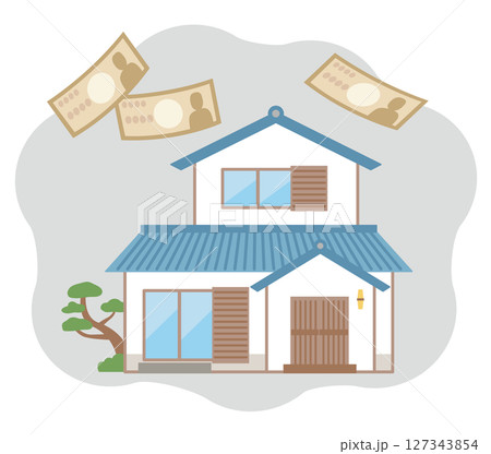 お金の問題に悩む住宅　相続　税金 127343854