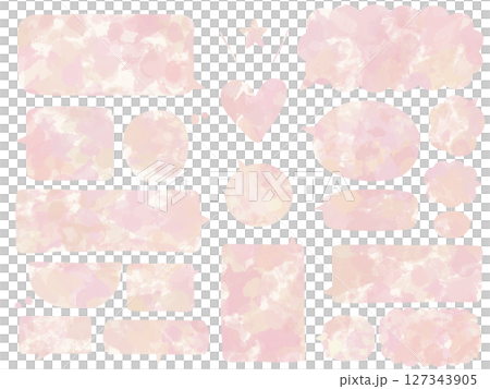 吹き出し：水彩風ピンク色のハートマークとフキダシのセット 127343905