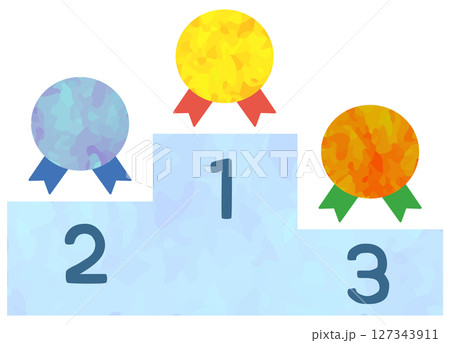 表彰台とメダルのイラスト ベクター素材 127343911