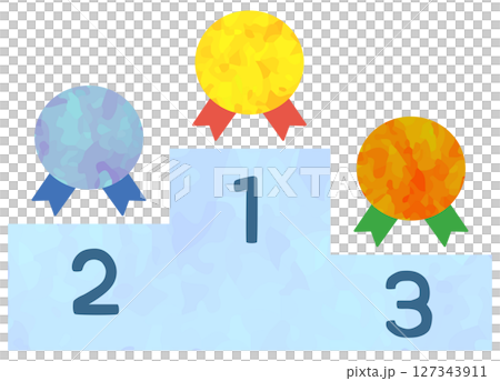 表彰台とメダルのイラスト ベクター素材 127343911