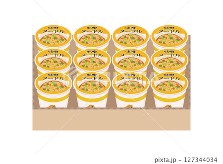 段ボール一箱の味噌ラーメンイラスト 127344034
