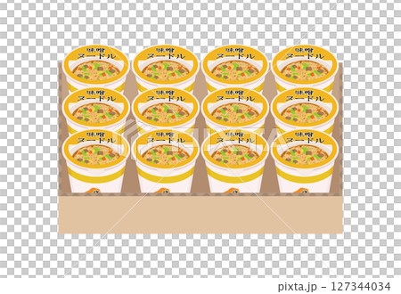 段ボール一箱の味噌ラーメンイラスト 127344034