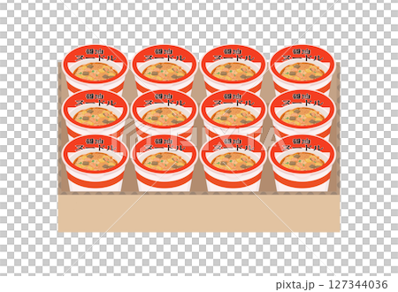 段ボール一箱の醤油ラーメンイラスト 127344036