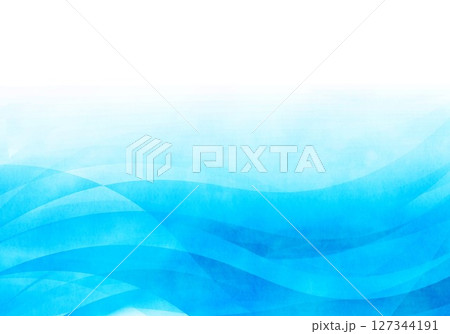 水色水彩波型の背景 127344191