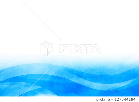 水色水彩波型の背景 127344194
