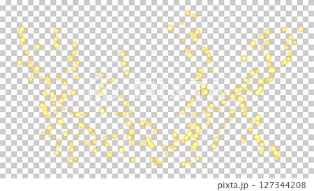 Curved glowing yellow particles on a transparent background 127344208