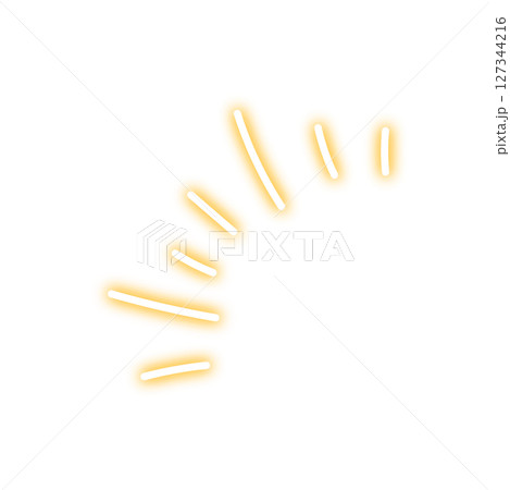 ネオン風 手書きひらめきライン – 蛍光オレンジの気づき・発見エフェクトアイコン 127344216