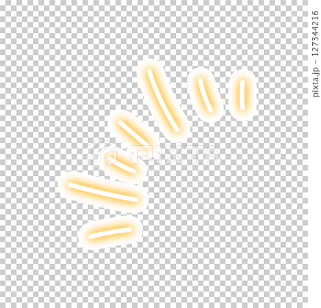 ネオン風 手書きひらめきライン – 蛍光オレンジの気づき・発見エフェクトアイコン 127344216