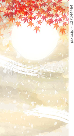 紅葉 月見 秋 背景 紅葉 月見 秋 背景 127344464