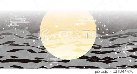月見 秋 水彩 風景 背景 月見 秋 水彩 風景 背景 127344470