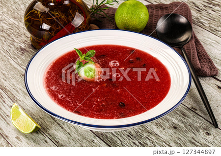 Sweet watermelon gazpacho with cucmber Sweet watermelon gazpacho with cucmber 127344897