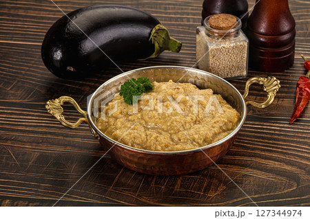 Eggplant dip - Mutabal with tahini paste Eggplant dip - Mutabal with tahini paste 127344974