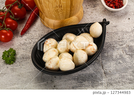 Mozzarella balls cheese in the bowl Mozzarella balls cheese in the bowl 127344983