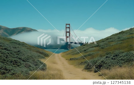 Scenic View of Golden Gate Bridge Partially Hidden by Morning Fog Scenic View of Golden Gate Bridge Partially Hidden by Morning Fog 127345138