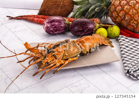 Luxury expensive boiled spiny lobster 127345154