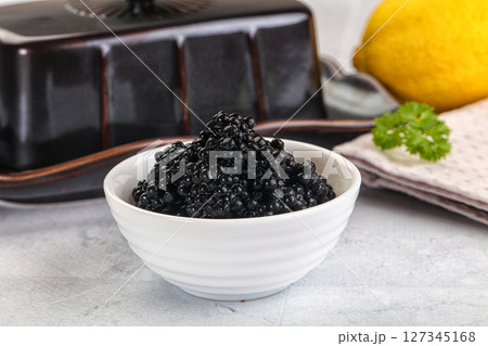 black sturgeon caviar in the bowl black sturgeon caviar in the bowl 127345168
