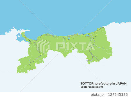 日本の鳥取県のシンプルな緑色のロードマップ 日本の鳥取県のシンプルな緑色のロードマップ 127345326