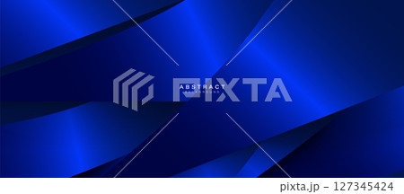 Dark blue abstract wavy layered shape with a paper and triangle background. Vector illustration 127345424