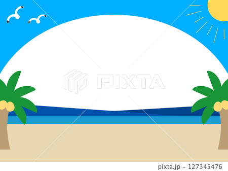 ヤシの木と海のフレーム 127345476