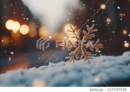 Sparkling Snowflake in Winter Night's Glow 127345588