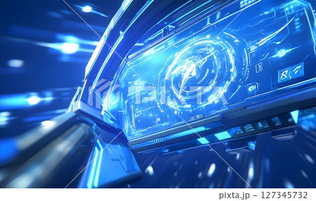 Futuristic Blue Interface Display System in Motion 127345732