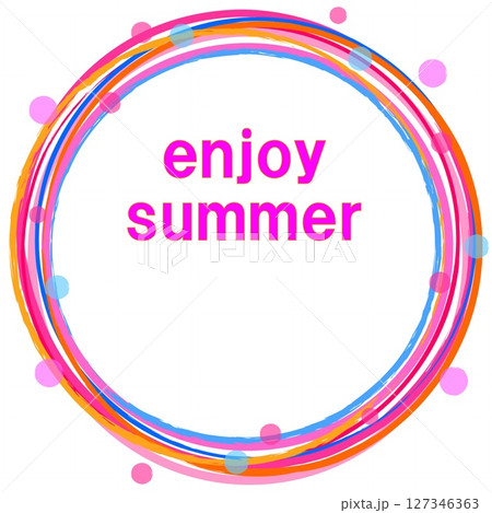 エンジョイ・サマー enjoy summer リング ドット 白背景 ピンク オレンジ色 エンジョイ・サマー enjoy summer リング ドット 白背景 ピンク オレンジ色 127346363