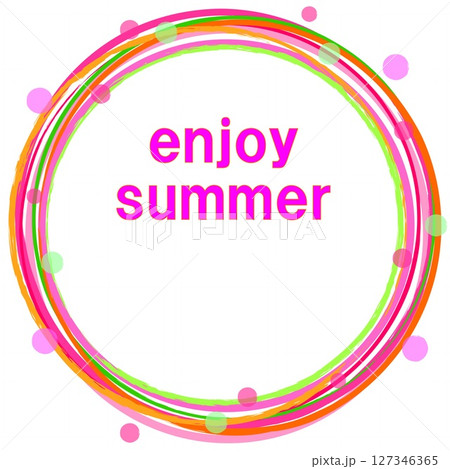 エンジョイ・サマー　enjoy summer　リング　ドット　白背景　ピンク　オレンジ色 127346365