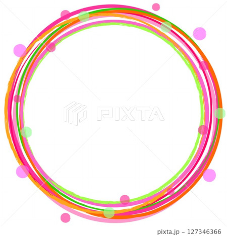 フレーム　リング　ドット　白背景　オレンジ色　ピンク 127346366