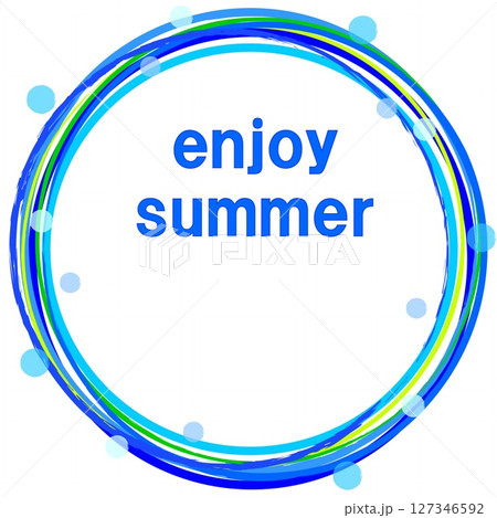 エンジョイ・サマー　enjoy summer　リング　ドット　白背景　ブルー 127346592