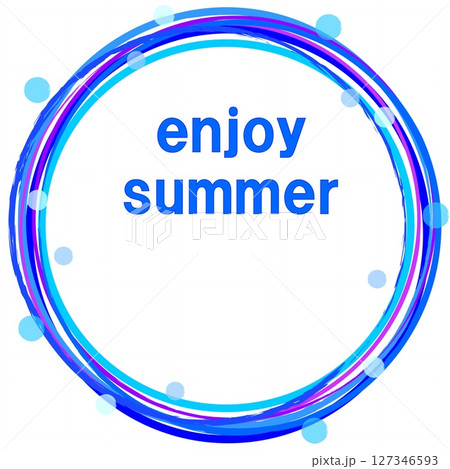 エンジョイ・サマー　enjoy summer　リング　ドット　白背景　ブルー 127346593