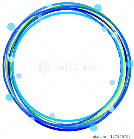 フレーム　リング　ドット　白背景　　ブルー 127346795