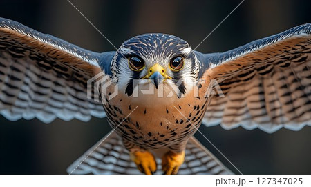 Majestic falcon in flight close up wildlife photography 127347025