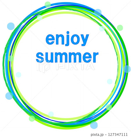 エンジョイ・サマー enjoy summer フレーム 白背景 リング ドット グリーン エンジョイ・サマー enjoy summer フレーム 白背景 リング ドット グリーン 127347111