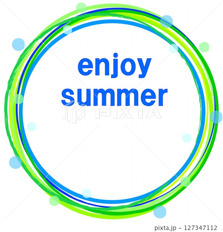 エンジョイ・サマー enjoy summer フレーム 白背景 リング ドット グリーン エンジョイ・サマー enjoy summer フレーム 白背景 リング ドット グリーン 127347112